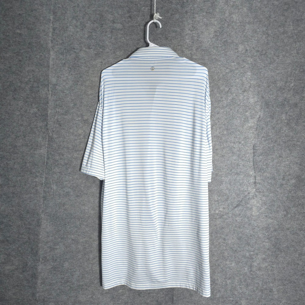 Stitch Golf Polo Mens M/L White Blue Striped Performance Short Sleeve 231SA0101 - Picture 2 of 10